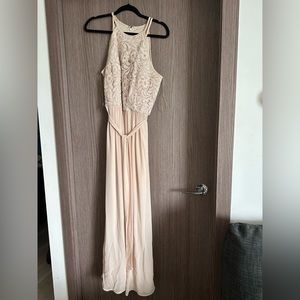 Cream-toned long prom dress from Le Château
